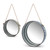 Set of 2 Green and Pale Blue Corrugate Drip Round Mirrors with Rope 17.91"