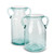 Set of 2 Aqua Blue Transparent Bubble Glass Milk Jug Styled Vases with Handle 11.4"