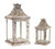 Set of 2 Brown Iron Decorative Floral Pillar Candle Lanterns 12.5"