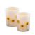 Set of 2 White and Yellow Dried Flower Battery Operated LED Wax Candles 5”