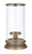 16" Large Stylish Parrino Brass Pillar Candle Lantern with Glass Hurricane Shade