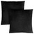 Set of 2 Black Floral Square Throw Pillow with Zipper Closure 18"