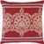 18" Scarlet Red and Sand  Fanciful Floral Square Throw Pillow with Knife Edge - Poly Filled