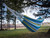 144” White and Blue Striped Two Person Brazilian Style Hammock