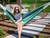 144” White and Blue Striped Two Person Brazilian Style Hammock