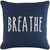 18" Navy Blue and White ?Breathe? Printed Square Throw Pillow - Poly Filled