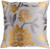 18" Gold and Gray Floral Pattern Woven Square Throw Pillow - Down Filler