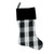 20" Black and White Cotton Buffalo Plaid Christmas Stocking with Black Velour Cuff
