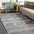 8' x 10' Tribal Motif Denim Blue and Gray Rectangular Area Throw Rug