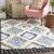 3' x 5' Diamond Patterned Blue and Beige Hand Woven Rectangular Area Throw Rug