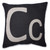 18" Black Novelty Initial 'C' Indoor Square Throw Pillow with Sewn Seam Closure