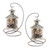 Set of 2 Silver Table Top Metal Lantern with Hanging Stands 7.75”