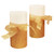 Set of 2 Gold Bow and Christmas Berry Battery Operated LED Flameless Pillar Candles 6"