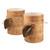 Set of 2 Brown Cork with Green Leaf Battery Operated LED Pillar Candles 4”