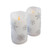 Set of 2 White and Silver Christmas Snowflake Battery Operated LED Wax Candles 6.5”