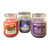 Set of 3 Clear and Purple Floral Collections Scented Candles Glass Jars 6"