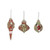 Set of 3 Red and Gold Traditional Corrugated Image Hanging Christmas Ornaments 8"