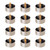 Set of 12 Silver Plated Battery Operated Amber LED Tea Lights 1.5"