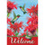 Welcome Red Flowers and Green Hummingbirds Garden Flag 30" x 44"