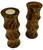 Set of 2 Yellow Green Unique Mango Wood Marble Candle Holder and Vase Combination, 8"