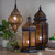 21.5" Black and Gold Moroccan Style Lantern Table Lamp