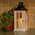 14” White Washed Wooden Battery-Operated LED Candle Lantern