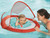 36" Inflatable Red and White Swimming Pool Baby Spring Float with Sun Canopy