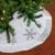 48" White and Silver Embroidered Sequin Snowflake Velvet Christmas Tree Skirt