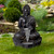 31.5" Black Buddha in a Flower Outdoor Garden Water Fountain