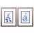 Set of 2 Blue and White Indigo Press Floral Rectangular Wall Art Decors 11" x 9"