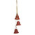 Pack of 2 Wine Red Distressed Finish 3 Bells on Rope 14.75"