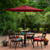 9ft Outdoor Patio Market Umbrella with Hand Crank and Tilt, Burgundy