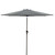 9ft Solar Lighted Outdoor Patio Market Umbrella with Hand Crank and Tilt, Gray