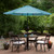 9ft Outdoor Patio Market Umbrella with Hand Crank and Tilt, Turquoise Blue