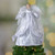 18" Blonde Angel in White and Sliver Dress with Faux Fur Trim Christmas Tree Topper