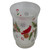 4" Hand Painted Christmas Cardinal and Pine Flameless Glass Candle Holder