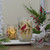 4" Hand Painted Christmas Cardinal and Pine Flameless Glass Candle Holder