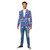 Blue and White Nordic Men Adult Christmas Blazer - Large