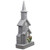 Lighted Snowy Church with Berry Pine Christmas Decoration - 16" - Gray and White