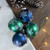 Set of 4 Dark Blue and Green Glass Matte Christmas Ball Ornaments 2.5-Inch