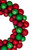 Red and Green 3-Finish Shatterproof Ball Christmas Wreath - 24-Inch, Unlit