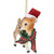 3" Fawn Reindeer Wearing Santa Hat and Plaid Bow Christmas Ornament