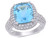 6.25 Carat (ctw) Cushion Cut Blue Topaz Ring with Lab Created White Topaz in Sterling Silver - 68DLG1004285BT-8