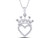 1/10 Carat (ctw) Crown Heart Charm Pendant Necklace in Sterling Silver with Chain
