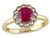 Solitaire Halo Created Ruby Ring 1 1/4 Carat (ctw) in 10K Yellow Gold
