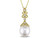 9-9.5mm White Freshwater Cultured Drop Pearl Pendant Necklace in 14K Yellow Gold with Chain