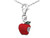 Small Red Enameled Apple Charm Pendant Necklace in Sterling Silver with Chain
