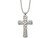 Mens Titanium Hammered Carbon-Fiber Reversible Cross Pendant Necklace with Ball Chain