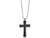 Mens Titanium Hammered Carbon-Fiber Reversible Cross Pendant Necklace with Ball Chain