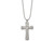 Mens Titanium Hammered Carbon-Fiber Reversible Cross Pendant Necklace with Ball Chain